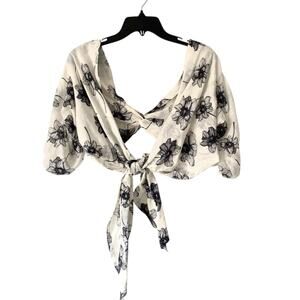 Anne Fernandes Premium Collection Floral Tie Front Crop Women's Blouse medium